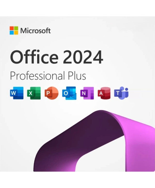 Clé Microsoft Office 2024 Professionnel Plus (1 PC - A vie sans abonnement - Pour Windows 10/11 - Non compatible Mac - Envoi instantané par e-mail)